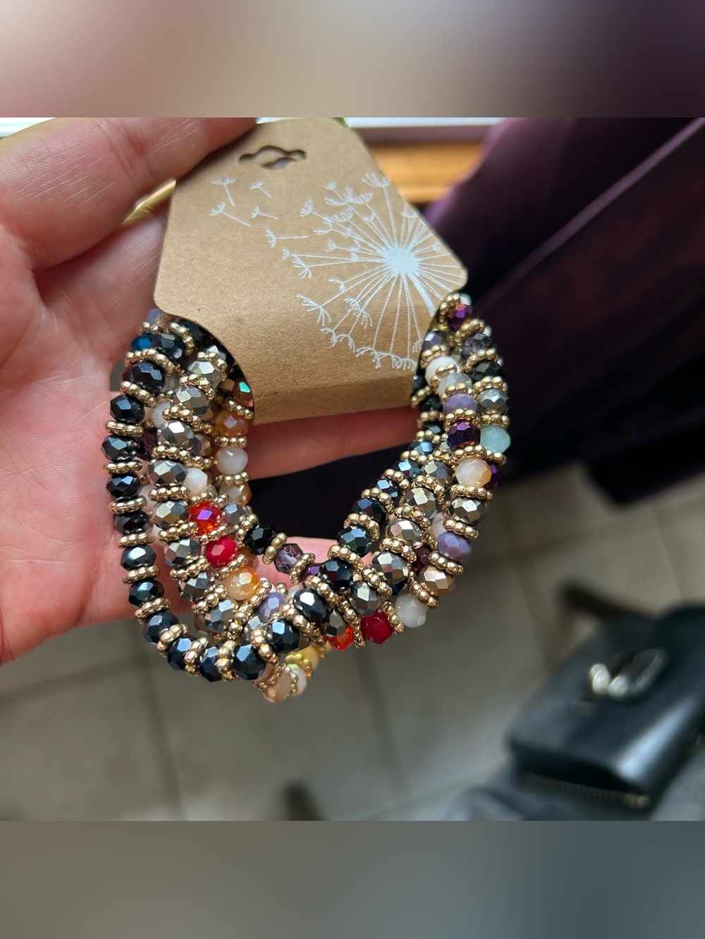 Beaded Stretch Bracelet Set - Multicolor and White Accent